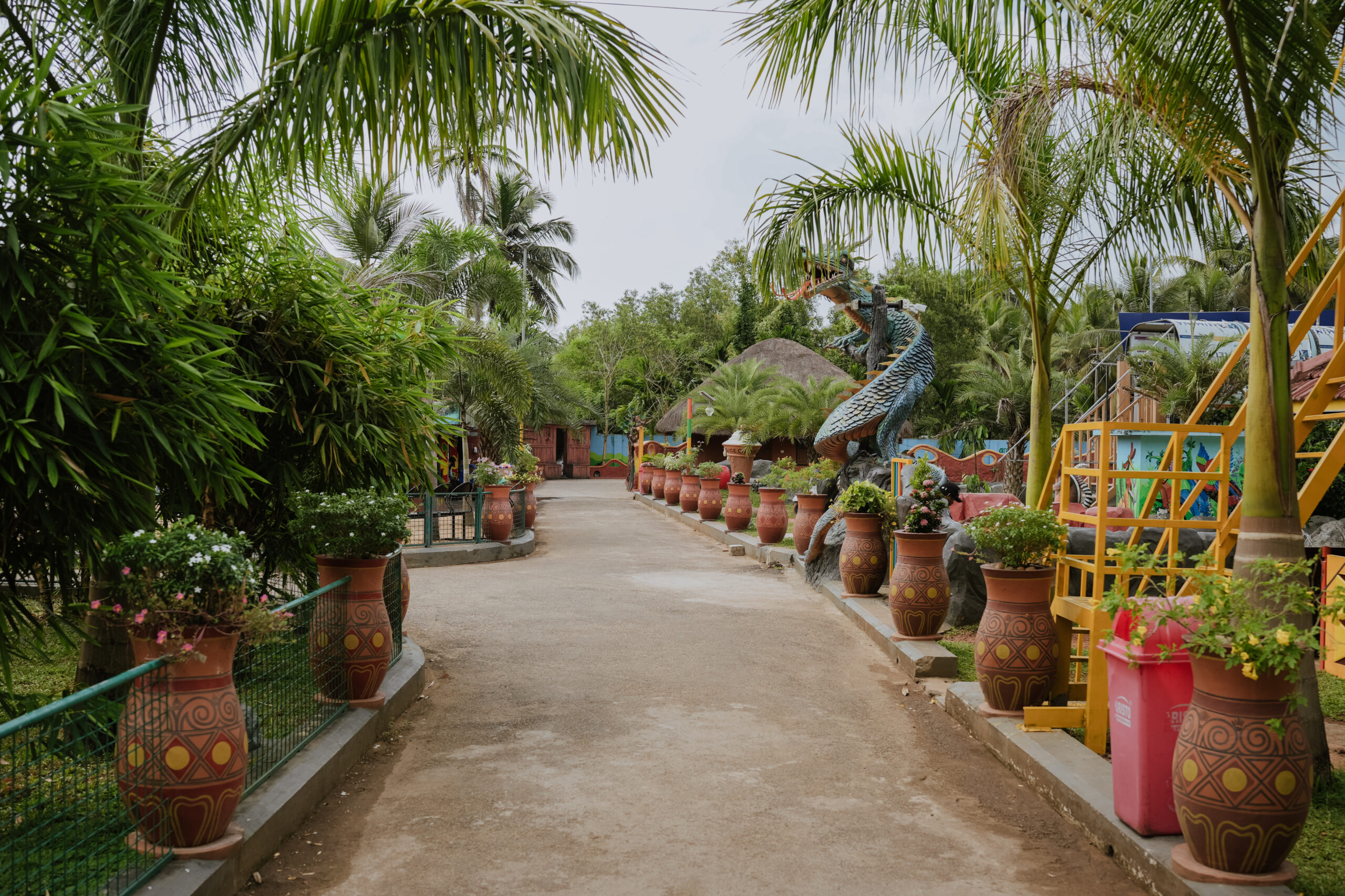 Landscaped garden pathway at Arco Park ’N’ Resort, Kasaragod
